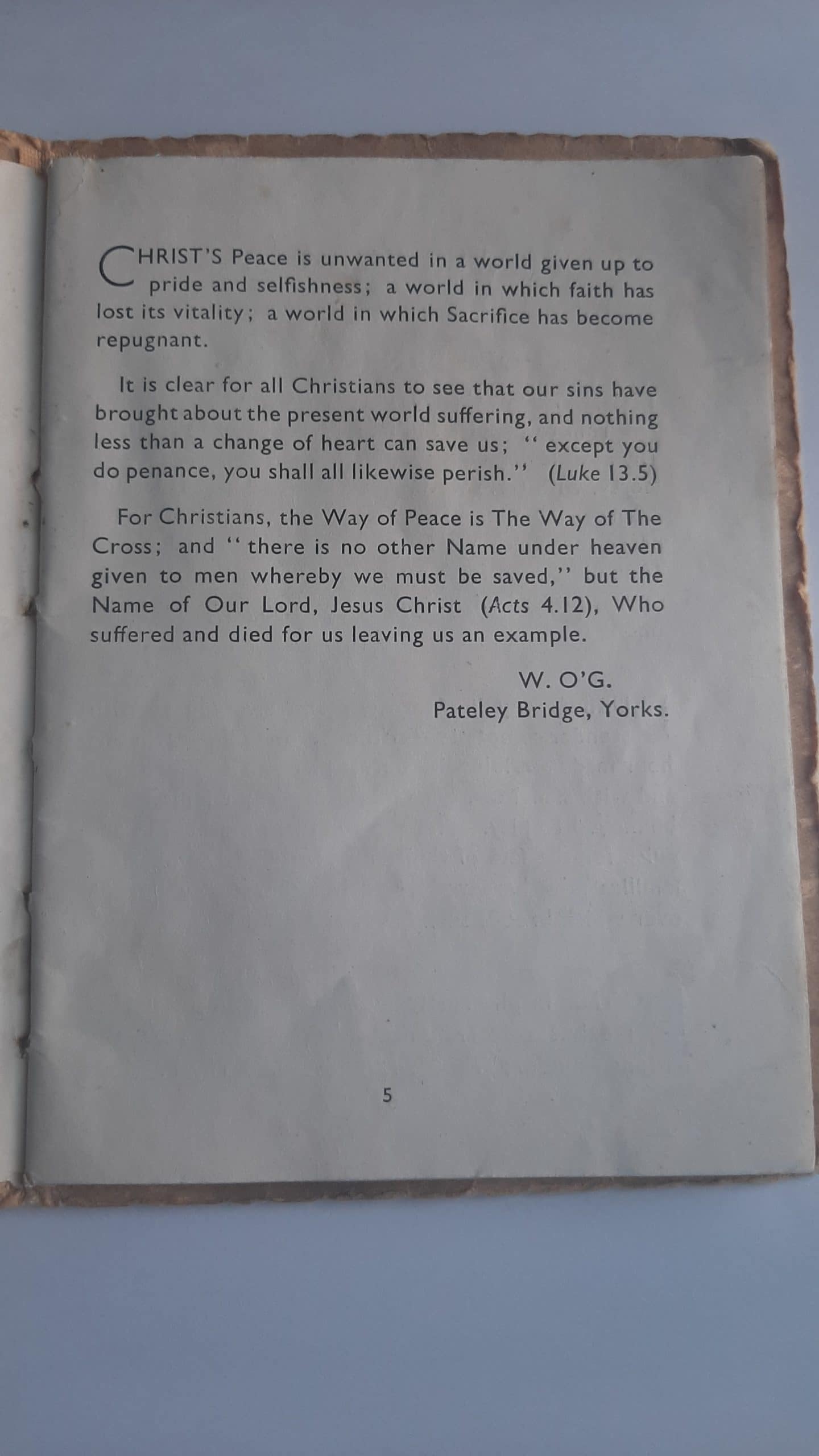 2nd page of foreword to Via Pacis Via Crucis