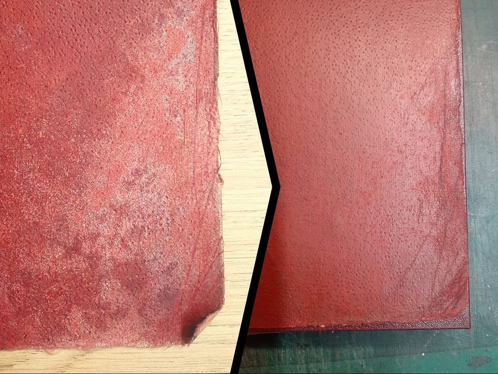 Cloth book cover before and after colour retouching