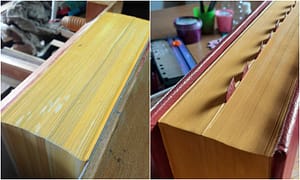 before and after restoring edge colouring on a Roman Missal