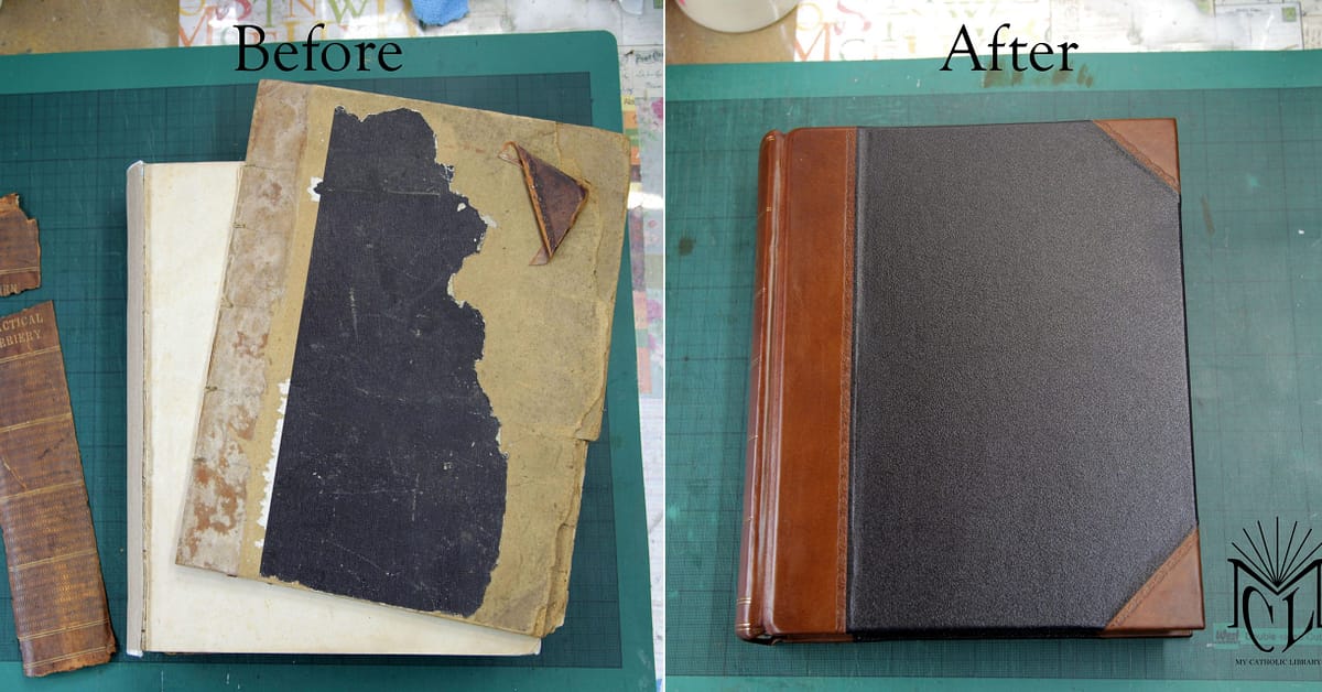 Complete Practical Farriery with broken cover and after book repair with new cover