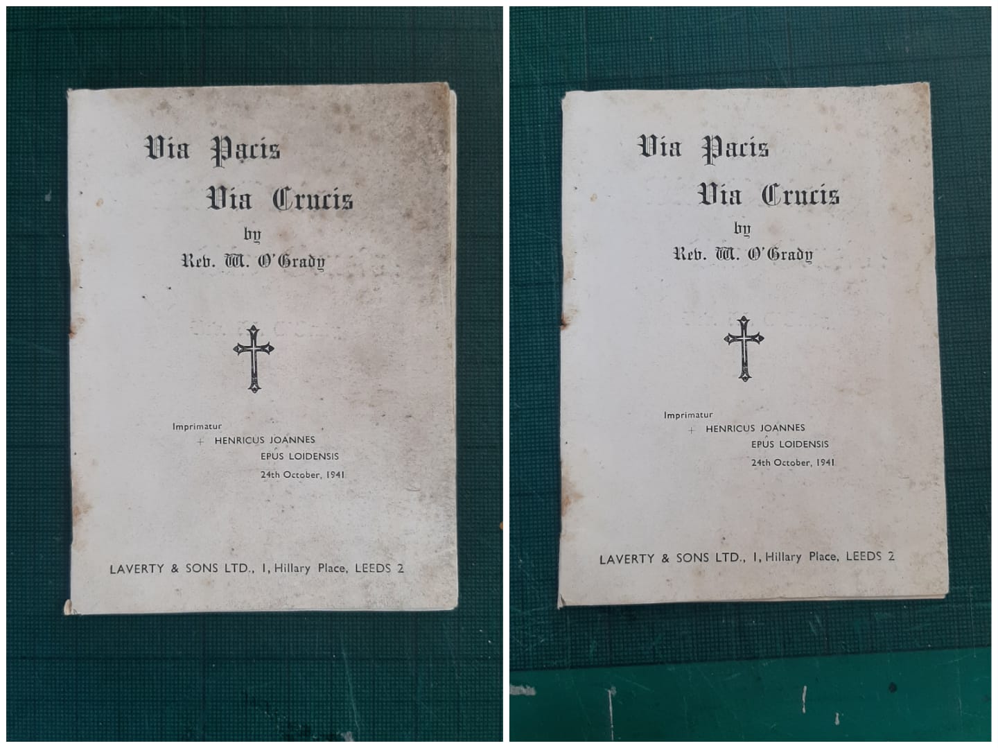 Before and after paper cleaning of dark mold stains