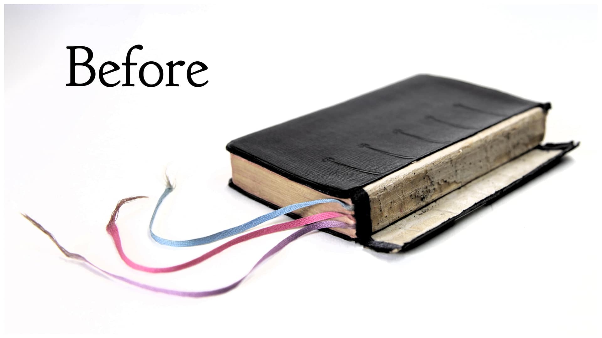 Small Roman Missal with loose spine and broken hinge and work out ribbons