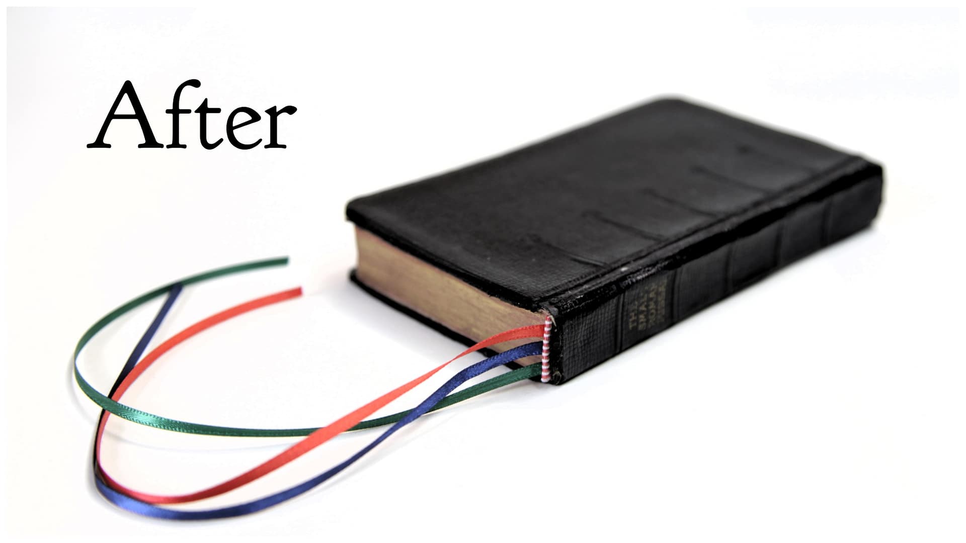 Pocket Missal after repair with 3 new ribbons