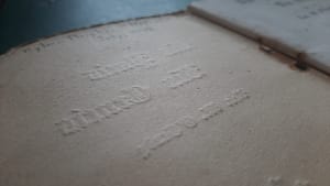 Letterpress texture inside cover of booklet